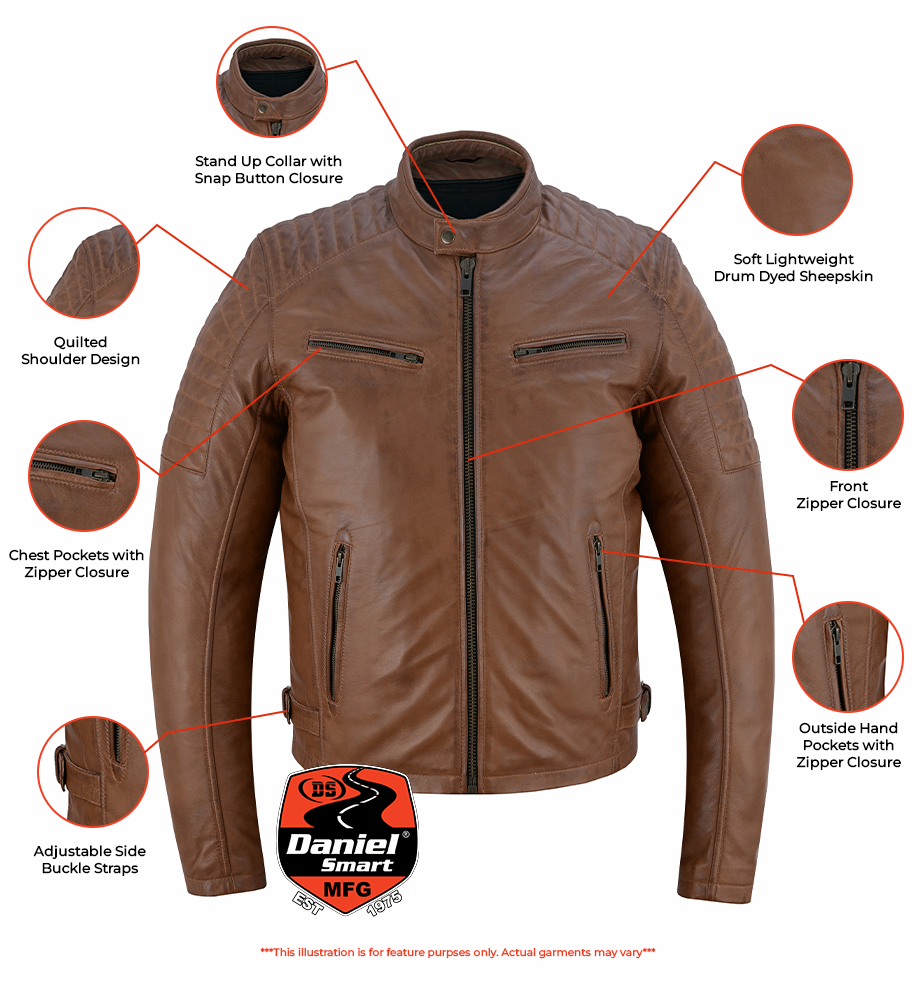 Copper Slayer Men's Sheepskin Leather Fashion Jacket with Snap Button New Arrivals Virginia City Motorcycle Company Apparel in Nevada USA