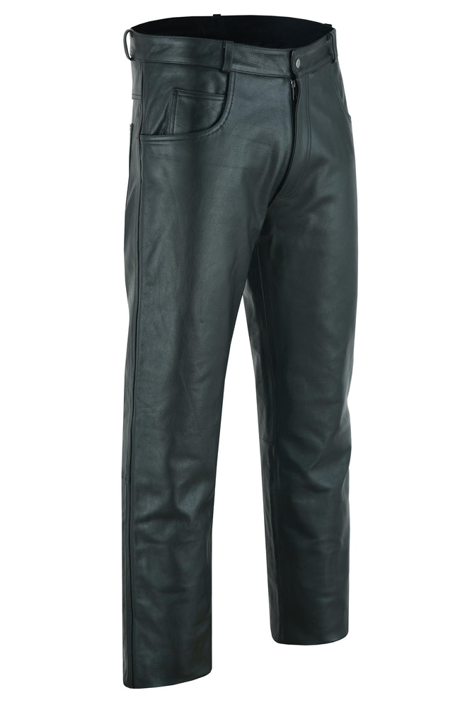 DS451 Men's Black Classic 5 Pocket Casual Motorcycle Leather Pants Unisex Chaps & Pants Virginia City Motorcycle Company Apparel in Nevada USA