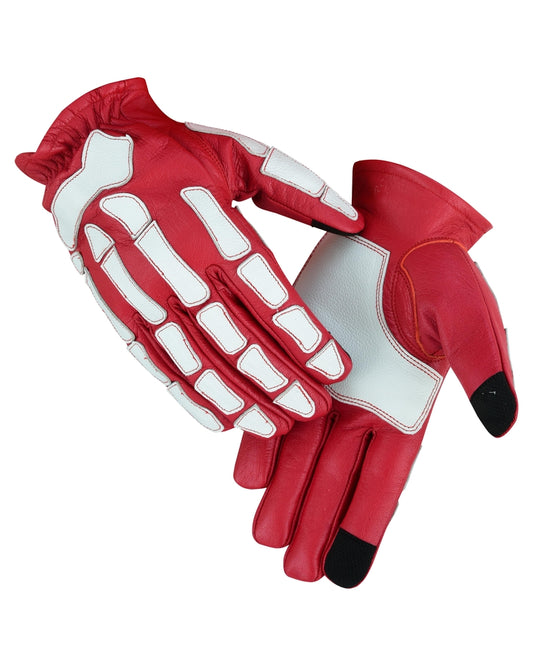 Skeletal Grip Red and White Skeleton Design Riding Glove