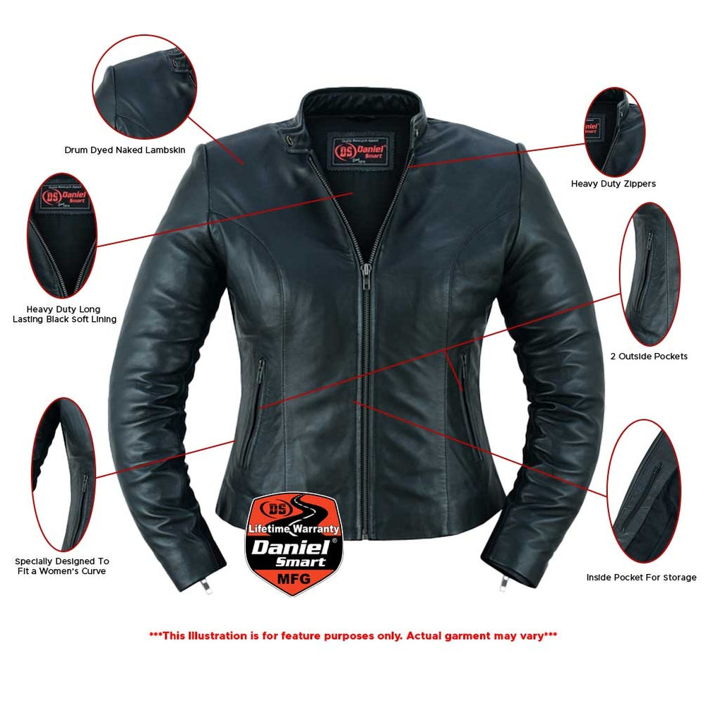 DS843 Women's Stylish Lightweight Jacket Women's Leather Motorcycle Jackets Virginia City Motorcycle Company Apparel in Nevada USA