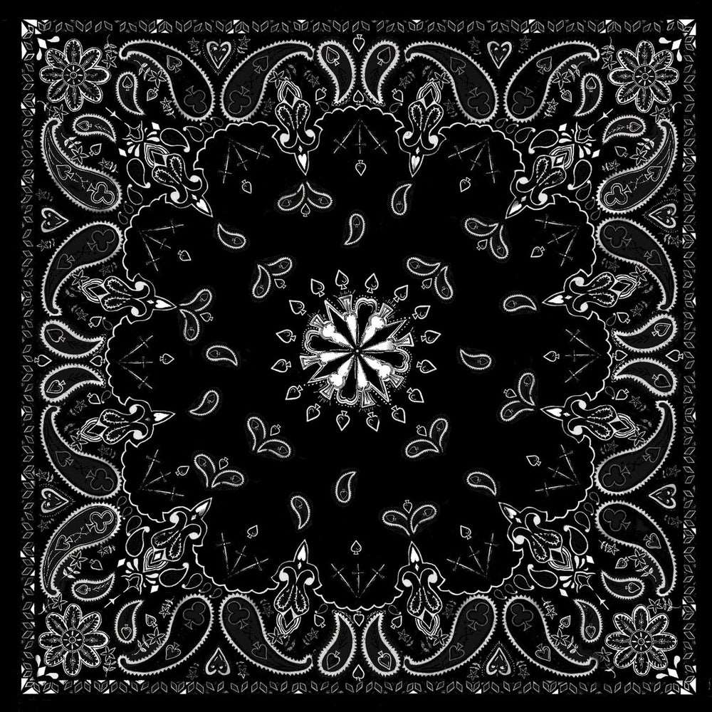 B001- Bandanna Black Paisley Bandanas Virginia City Motorcycle Company Apparel 