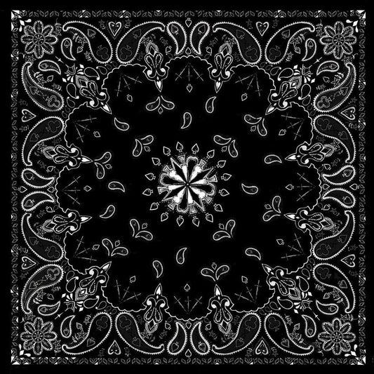 B001- Bandanna Black Paisley Bandanas Virginia City Motorcycle Company Apparel 