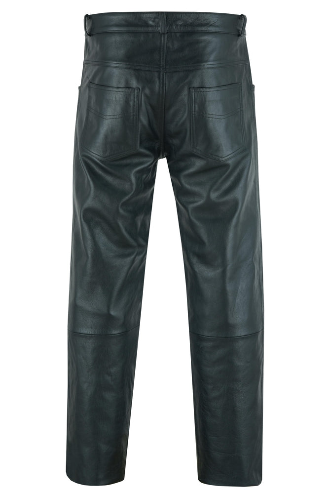 DS451 Men's Black Classic 5 Pocket Casual Motorcycle Leather Pants Unisex Chaps & Pants Virginia City Motorcycle Company Apparel in Nevada USA