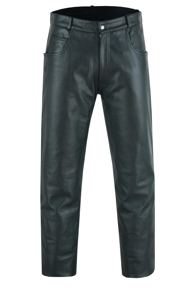 DS451 Men's Black Classic 5 Pocket Casual Motorcycle Leather Pants Unisex Chaps & Pants Virginia City Motorcycle Company Apparel in Nevada USA