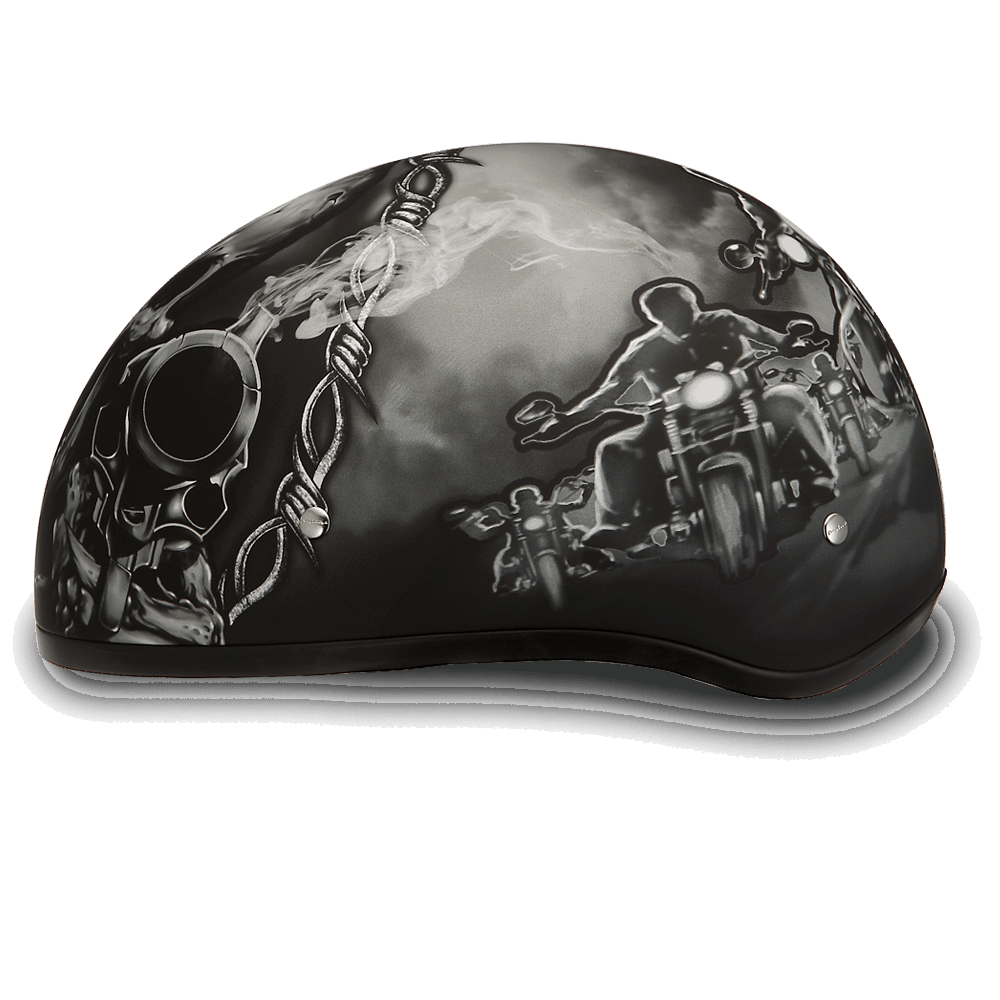 D6-G D.O.T. DAYTONA SKULL CAP - W/ GUNS 1/2 Shell Helmets Virginia City Motorcycle Company Apparel 