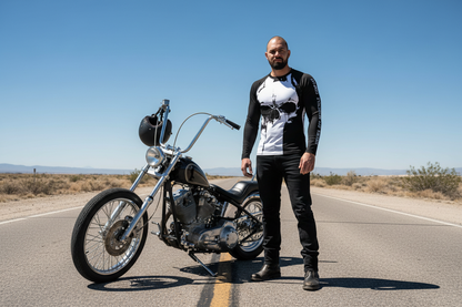 Skull Rash Guard — Lifestyle with Actual Shirt
