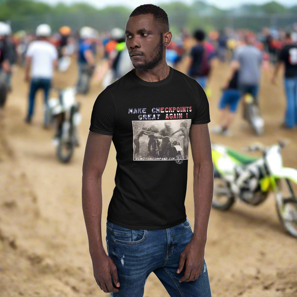 Make Checkpoints Great Again - Men's Dirt Bike Motocross T-Shirt Men's T-Shirt Virginia City Motorcycle Company Apparel in Nevada USA