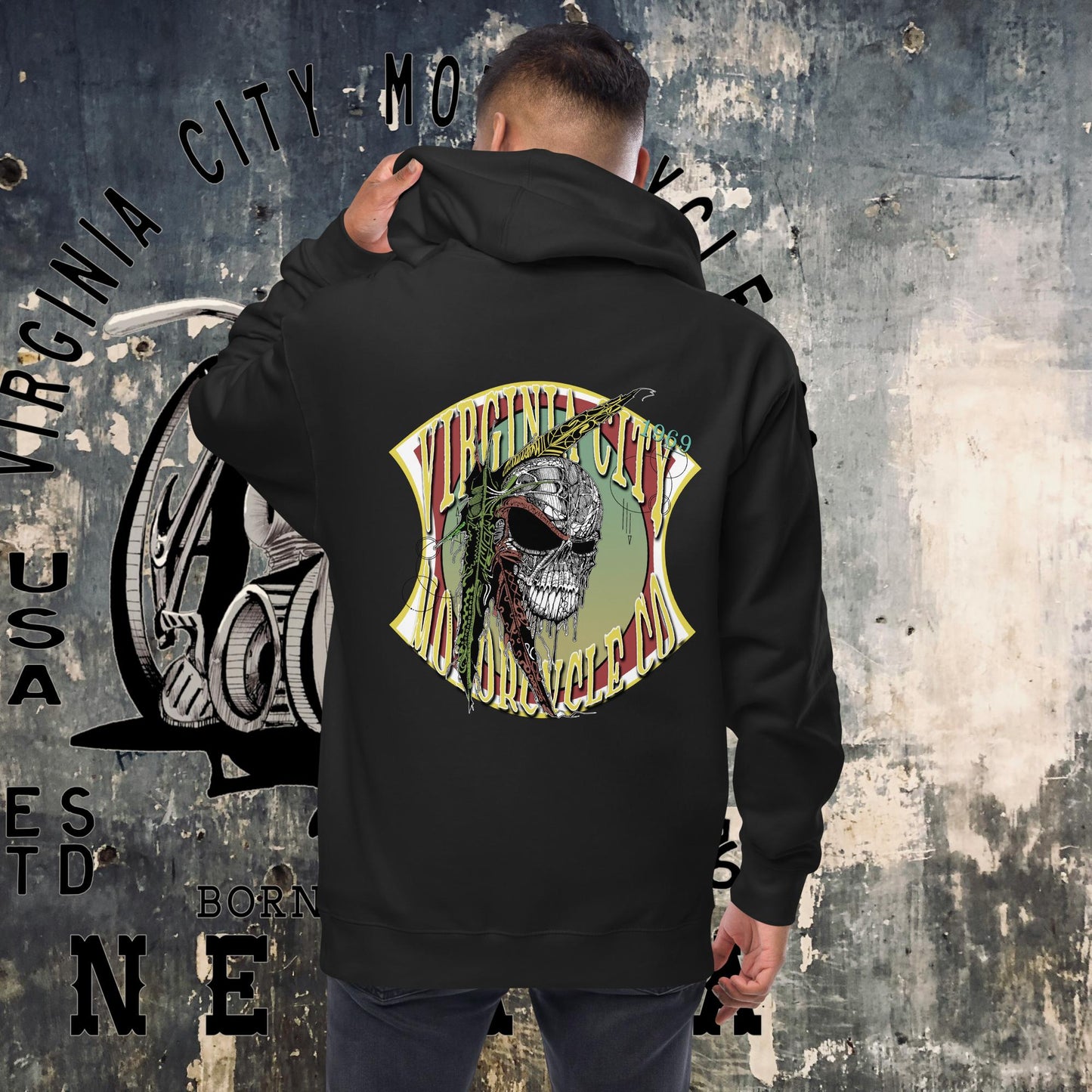 Indian Brave Skull - Fleece zip up hoodie