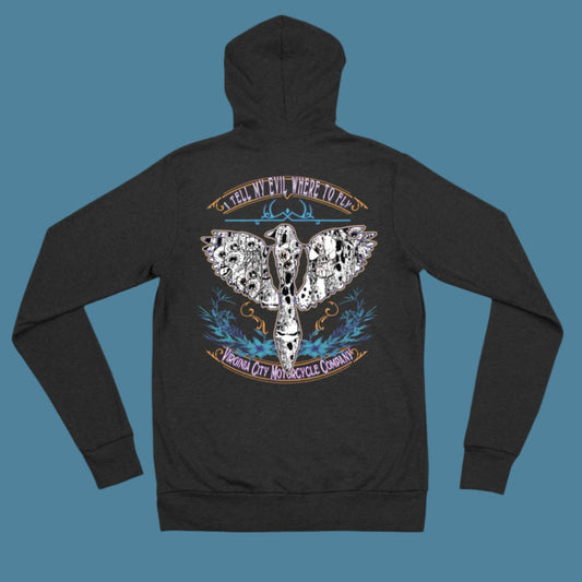 Black hoodie I tell my evil where to fly Virginia City Motorcycle Company