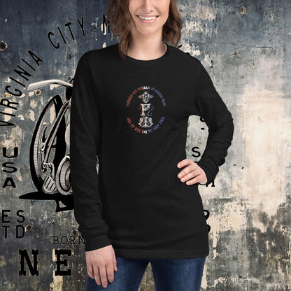Women's Long Sleeve Skull Tee for the VC VFW Women's Shirts Virginia City Motorcycle Company Apparel in Nevada USA