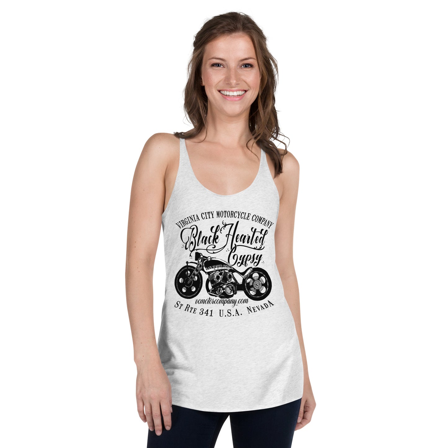 Black Hearted Gypsy Women's Racerback Tank Ladies Tank Top Virginia City Motorcycle Company Apparel in Nevada USA