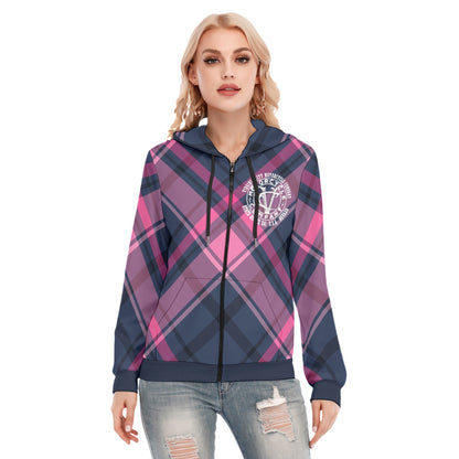Plaid Girl Women's Zip Up Hoodie Hoodie Virginia City Motorcycle Company Apparel 