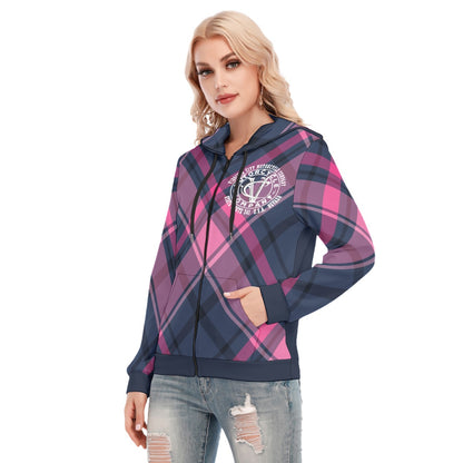 Plaid Girl Women's Zip Up Hoodie Hoodie Virginia City Motorcycle Company Apparel 