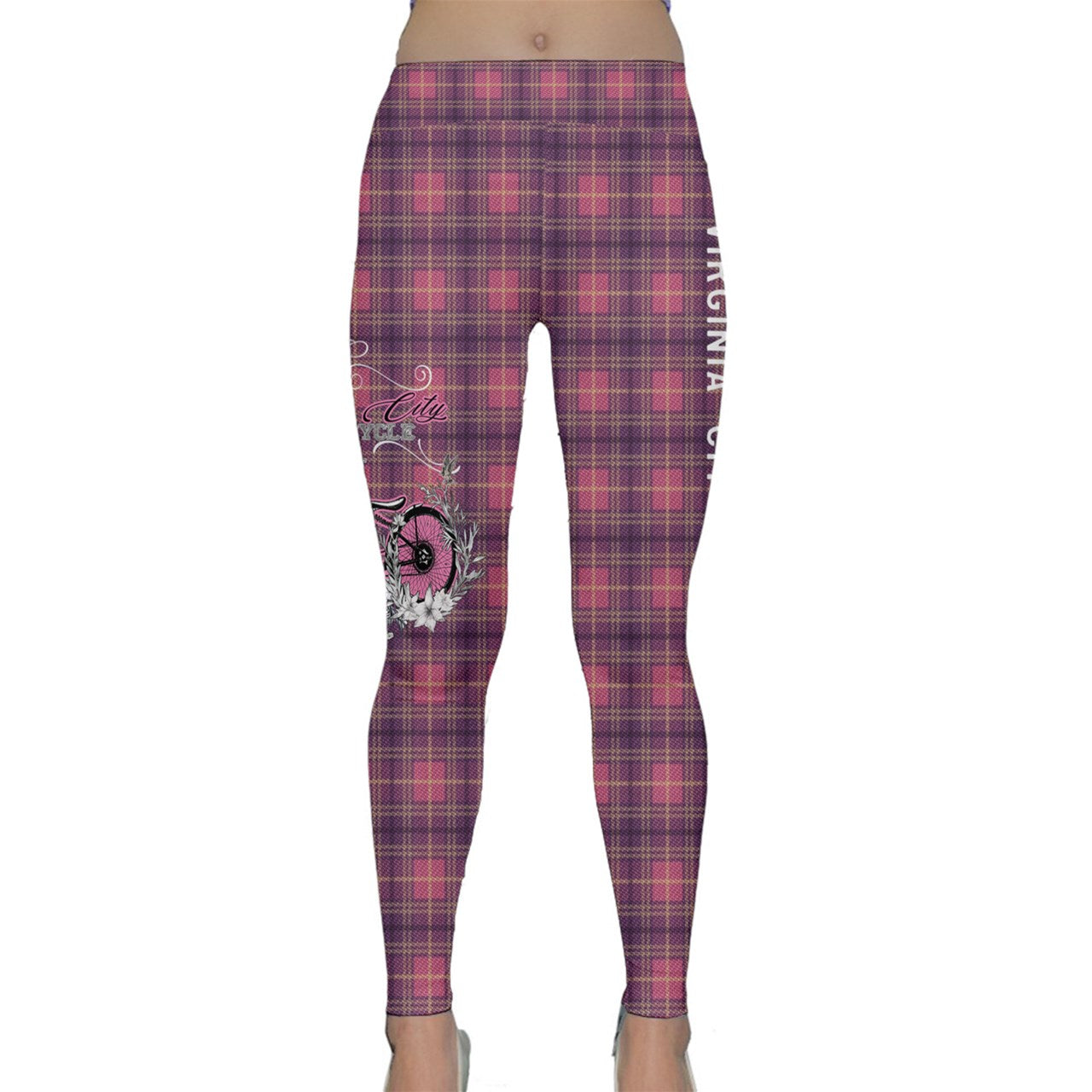 Plaid Girl Classic Bike - Ladies Yoga Leggings Leggings Virginia City Motorcycle Company Apparel 