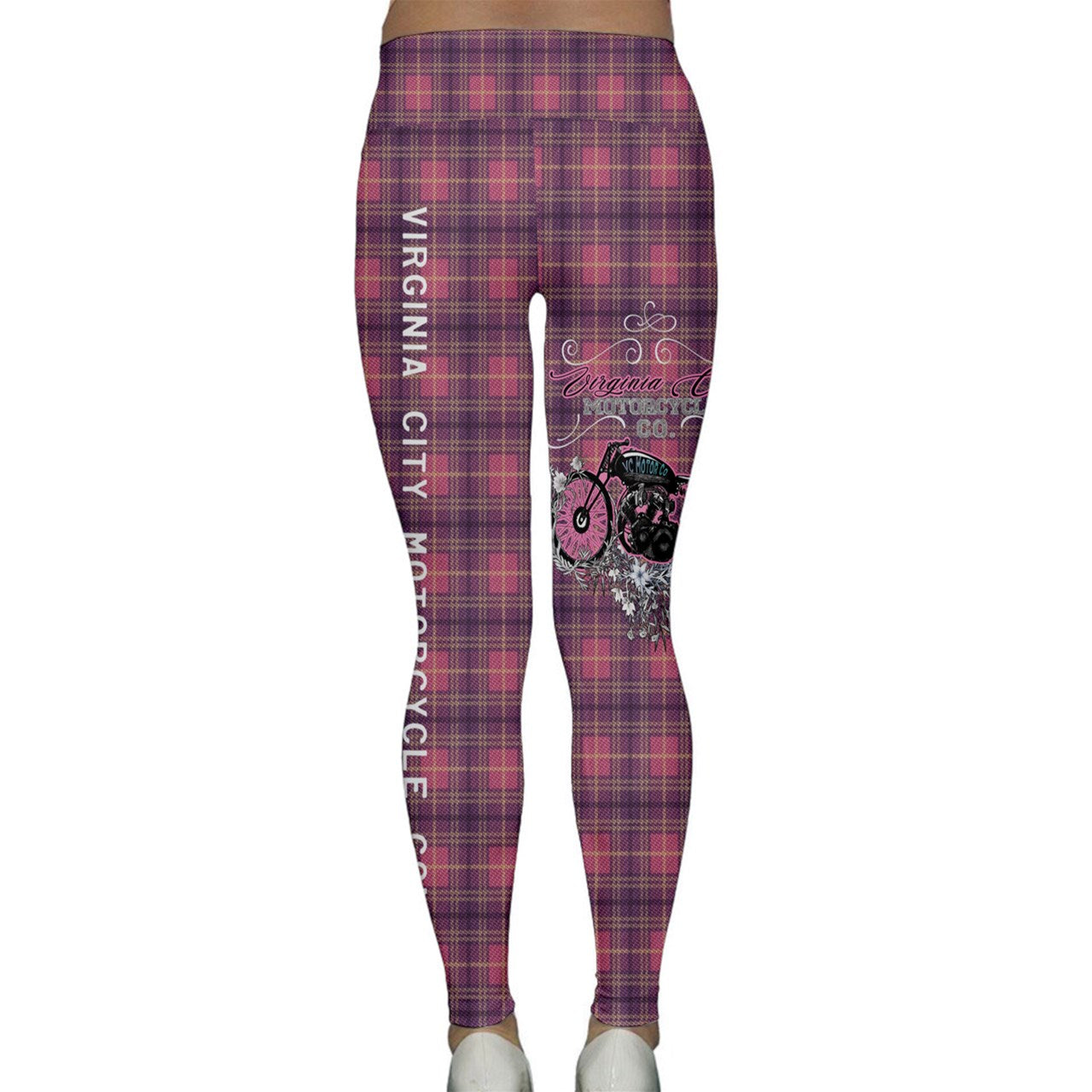 Plaid Girl Classic Bike - Ladies Yoga Leggings Leggings Virginia City Motorcycle Company Apparel 