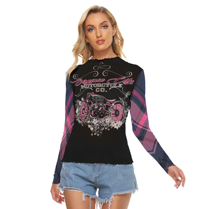 Women's Motorcycle Shirt Long Sleeve Mesh - Plaid Girl Ladies T-Shirt Virginia City Motorcycle Company Apparel 