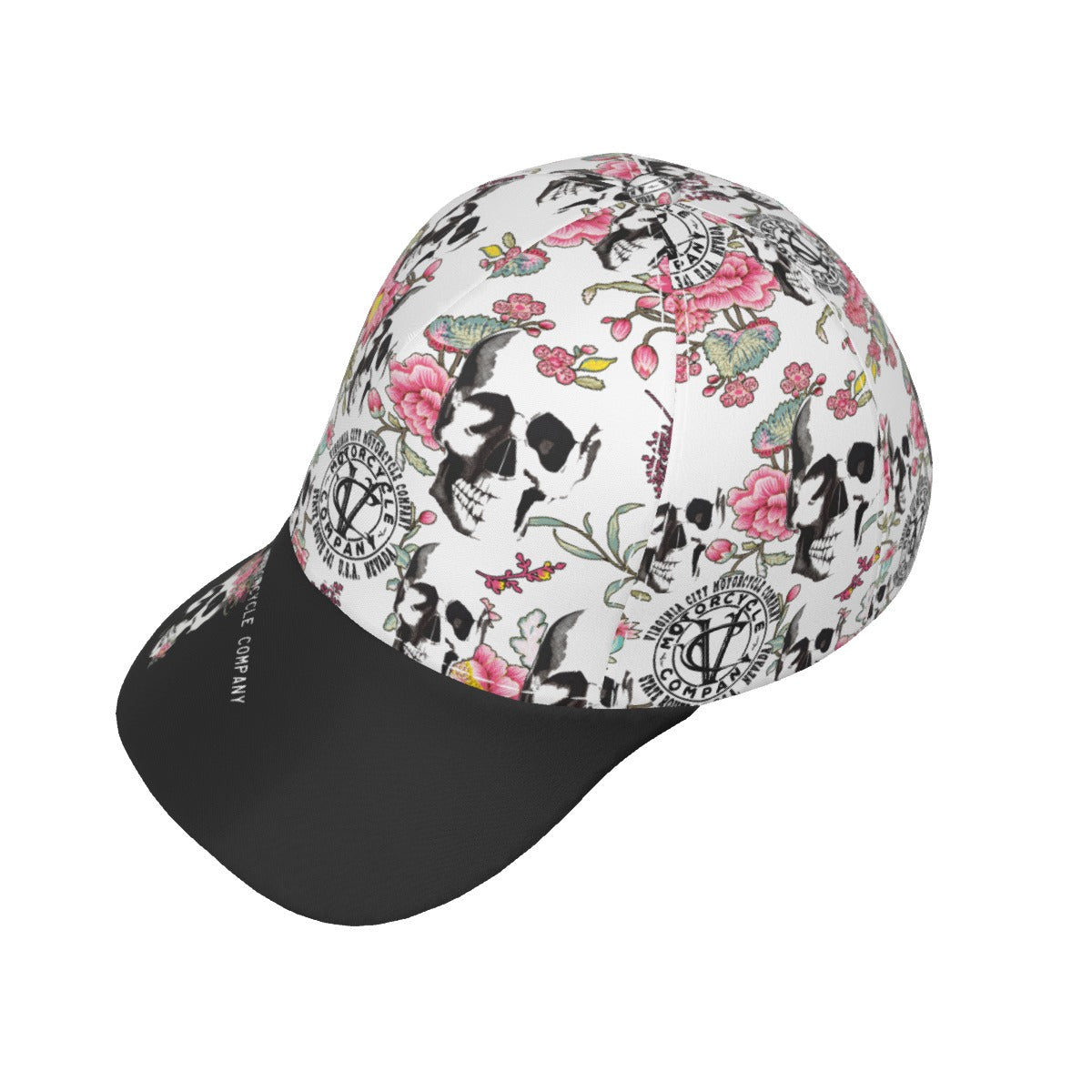 Skull + Flower Ladies ball cap hat  Virginia City Motorcycle Company Apparel 
