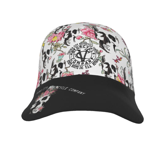 Skull + Flower Ladies ball cap hat  Virginia City Motorcycle Company Apparel 