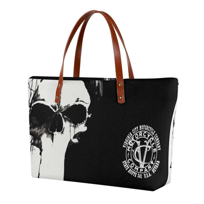 black and white skull tote bag virginia city motorcycle company
