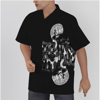 Men's Black and Skull Hawaiian Button Up Shirt Men's Shirts Virginia City Motorcycle Company Apparel 