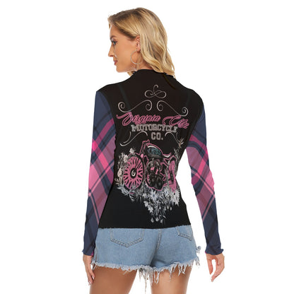 Women's Motorcycle Shirt Long Sleeve Mesh - Plaid Girl Ladies T-Shirt Virginia City Motorcycle Company Apparel 