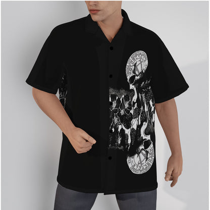 Men's Black and Skull Hawaiian Button Up Shirt Men's Shirts Virginia City Motorcycle Company Apparel 