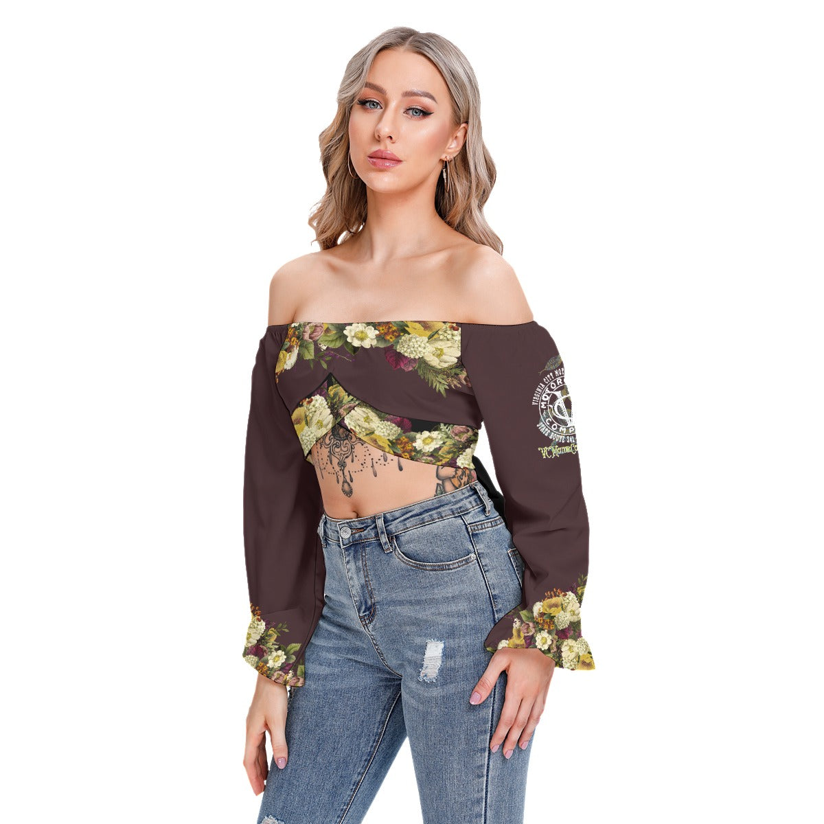 Snake Tattoo - Ladies Cropped Tube Top Ladies T-Shirt Virginia City Motorcycle Company Apparel 