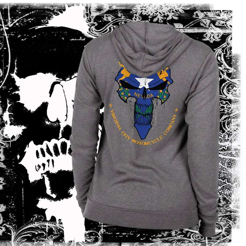 Battle Born Skull & Flag Zip-up Hoodie Hoodie Virginia City Motorcycle Company Apparel 