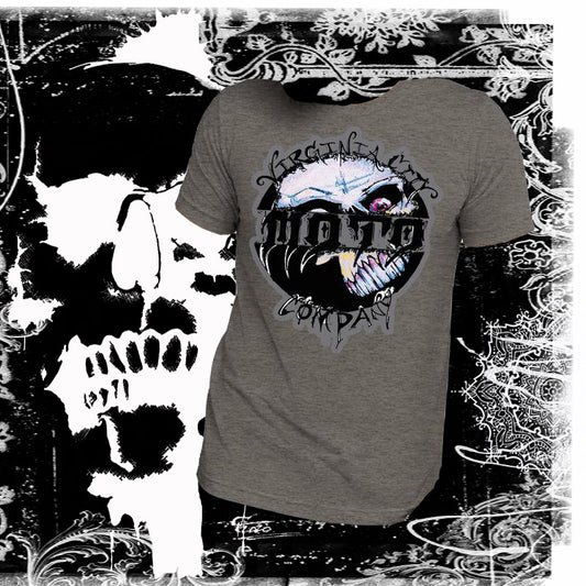 VC Moto Skull 8650 Grey Short Sleeve T-Shirt Men's T-Shirt Virginia City Motorcycle Company Apparel 