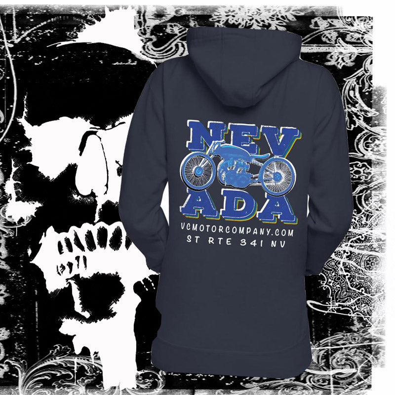 Nevada Blue and Grey Pullover Hoodie Hoodie Virginia City Motorcycle Company Apparel 