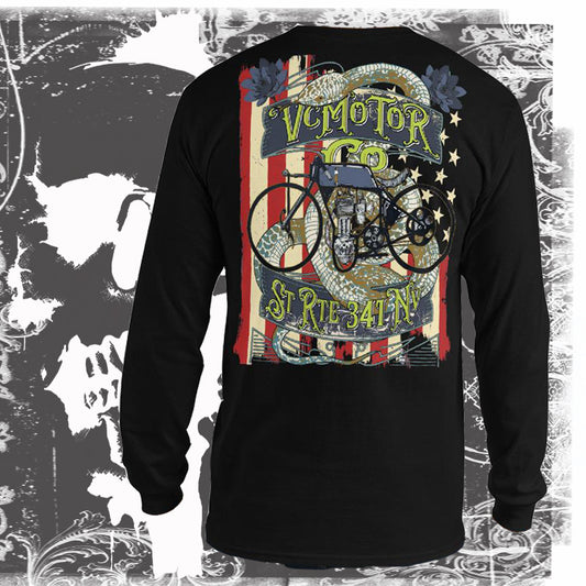 Vintage Bike Tattoo LS Motorcycle Shirt Men's Long Sleeve Virginia City Motorcycle Company Apparel 