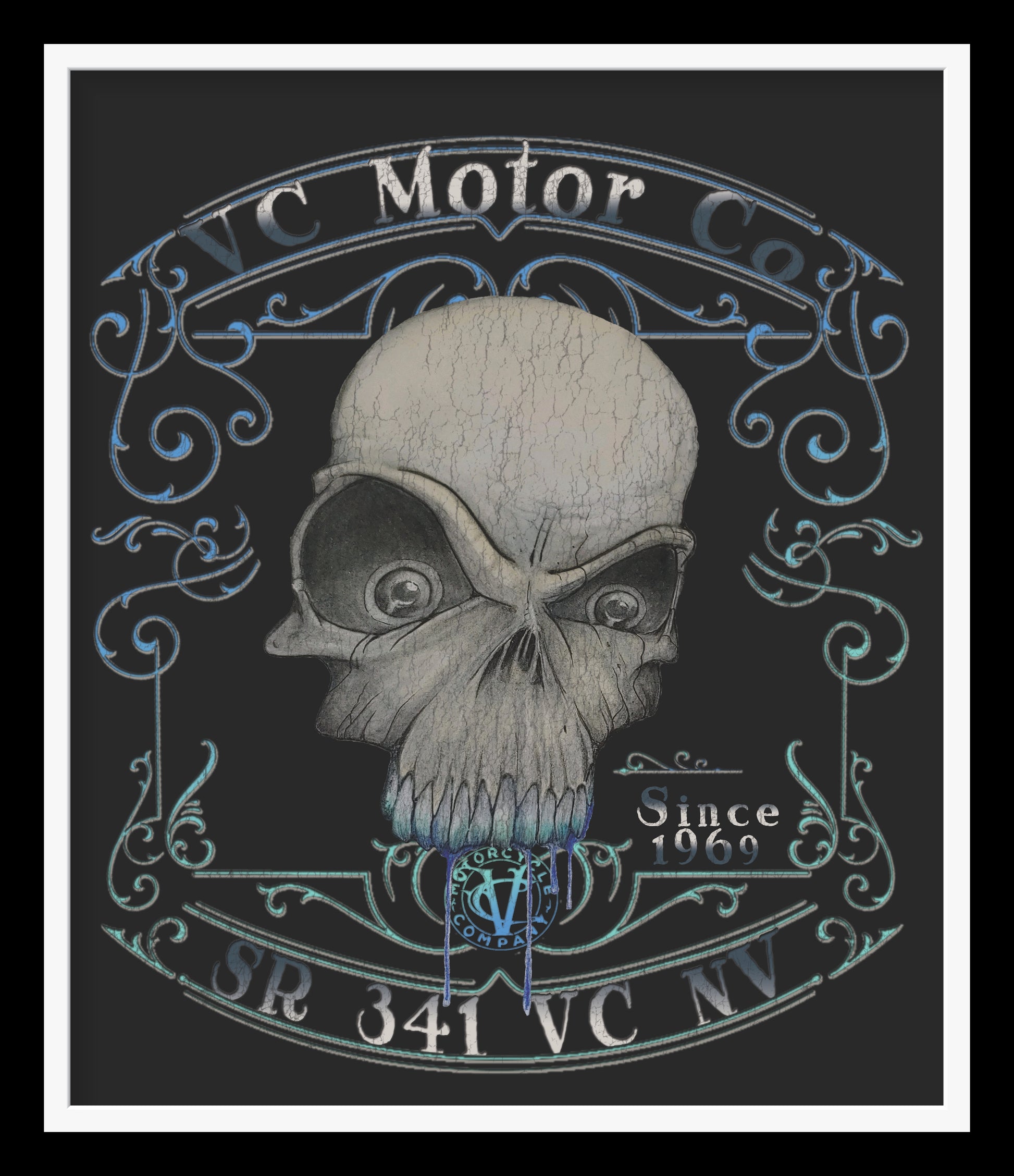 Toxic Skull with Scroll Work pillow Virginia City Motorcycle Company Apparel 