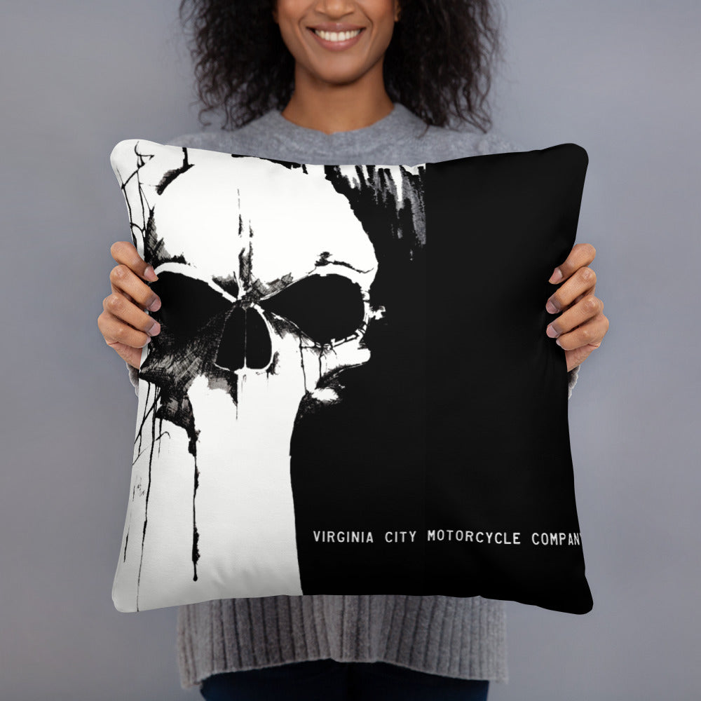 Black and White Skull Throw Pillow pillow Virginia City Motorcycle Company Apparel 