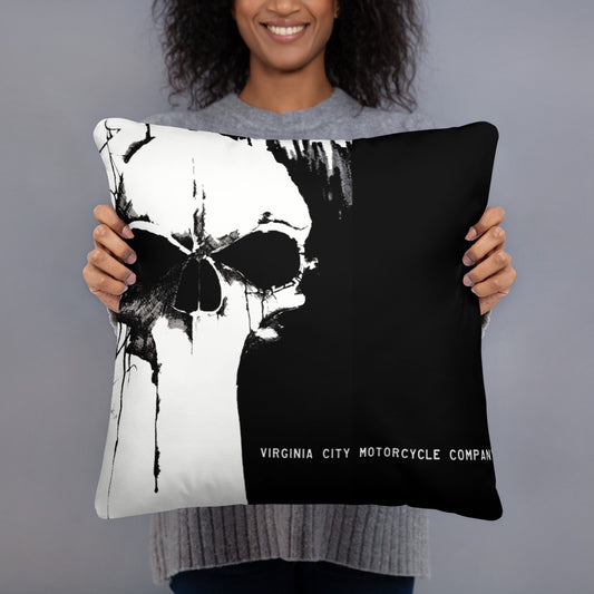 Black and White Skull Throw Pillow pillow Virginia City Motorcycle Company Apparel 