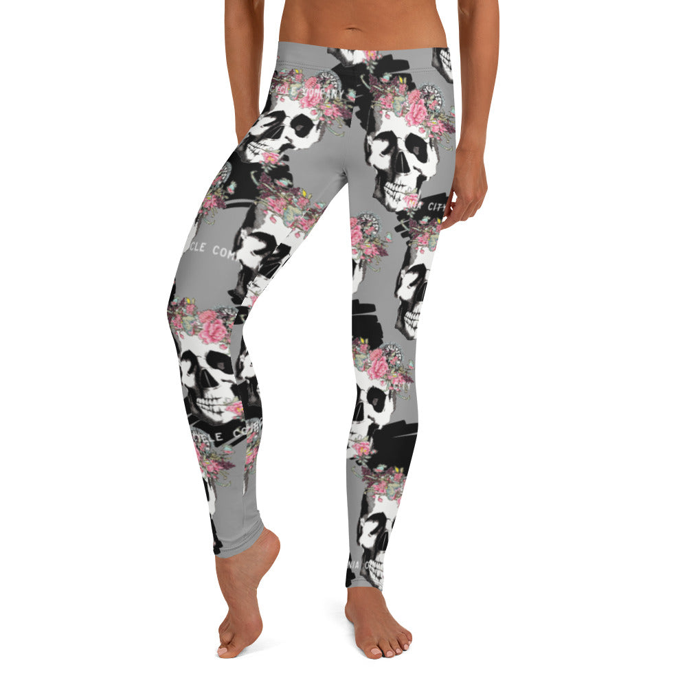 Skull + Flower Ladies Leggings Leggings Virginia City Motorcycle Company Apparel 