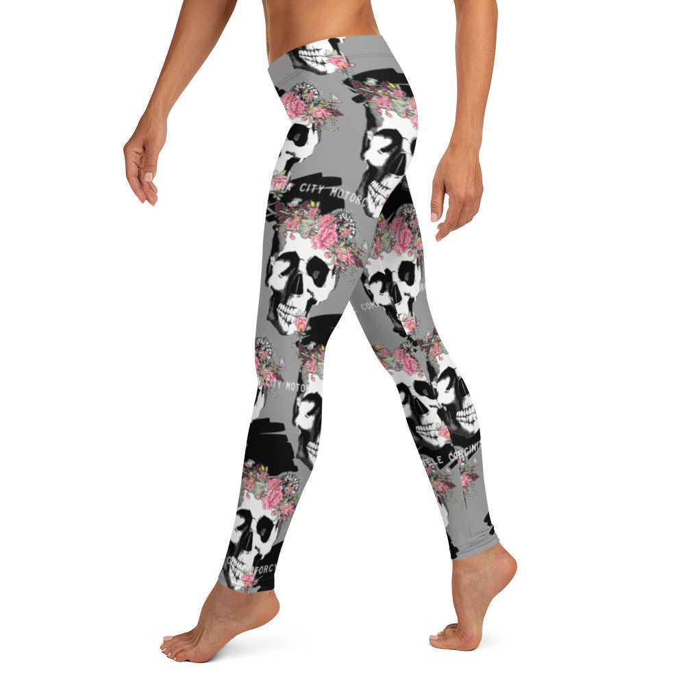 Skull + Flower Ladies Leggings Leggings Virginia City Motorcycle Company Apparel 