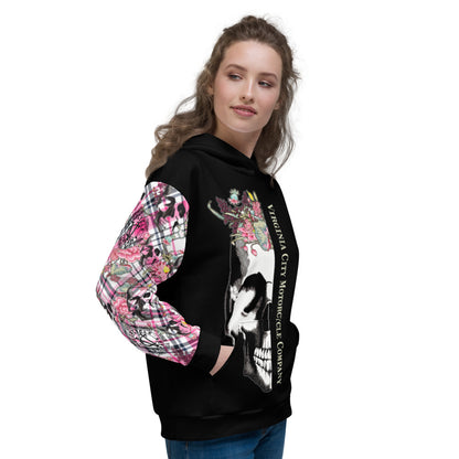 Skull + Flower Ladies Pullover Hoodie Hoodie Virginia City Motorcycle Company Apparel 