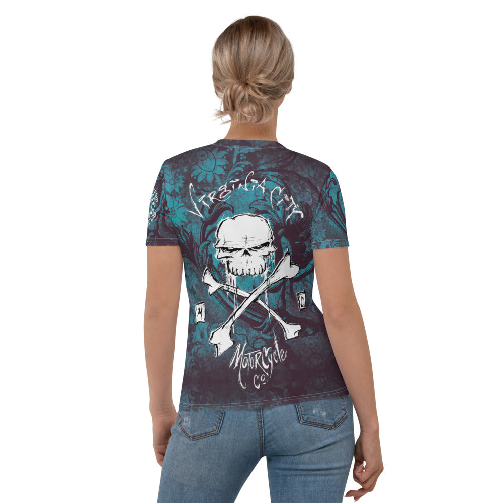 Skull & Cross Bones - Women's Skull T-shirt Ladies T-Shirt Virginia City Motorcycle Company Apparel 