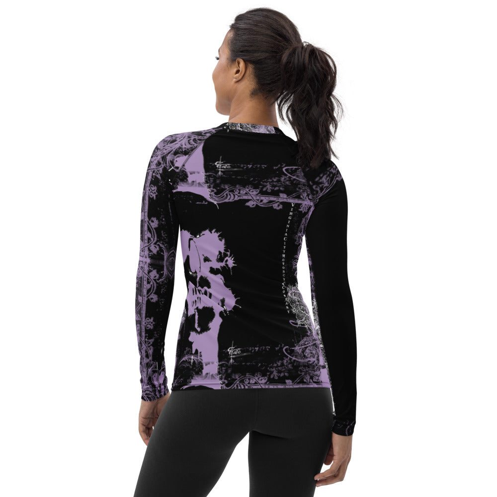 TAG Skull Women's Long Sleeve T-Shirt in Lavender Ladies Long Sleeve Virginia City Motorcycle Company Apparel 