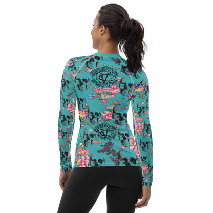 Skull + Flower Women's Long Sleeve Shirt Ladies Long Sleeve Virginia City Motorcycle Company Apparel 