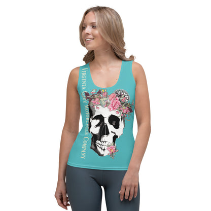 Skull + Flower Ladies Tank Ladies Tank Top Virginia City Motorcycle Company Apparel 