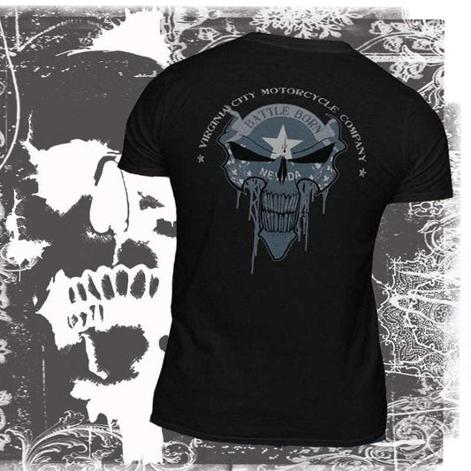 Battle Born Skull -  Men's T-Shirt Men's T-Shirt Virginia City Motorcycle Company Apparel 