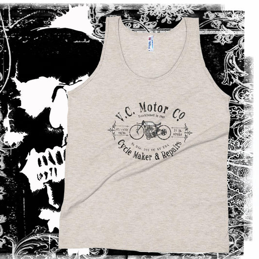 Vintage Cycle Maker Logo Men's Motorcycle Tank Top Men's Tank Top Virginia City Motorcycle Company Apparel 