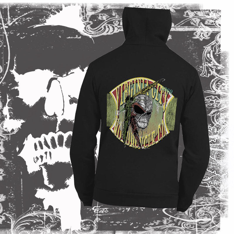 Indian Brave Skull Zip-Up Hoodie Hoodie Virginia City Motorcycle Company Apparel 