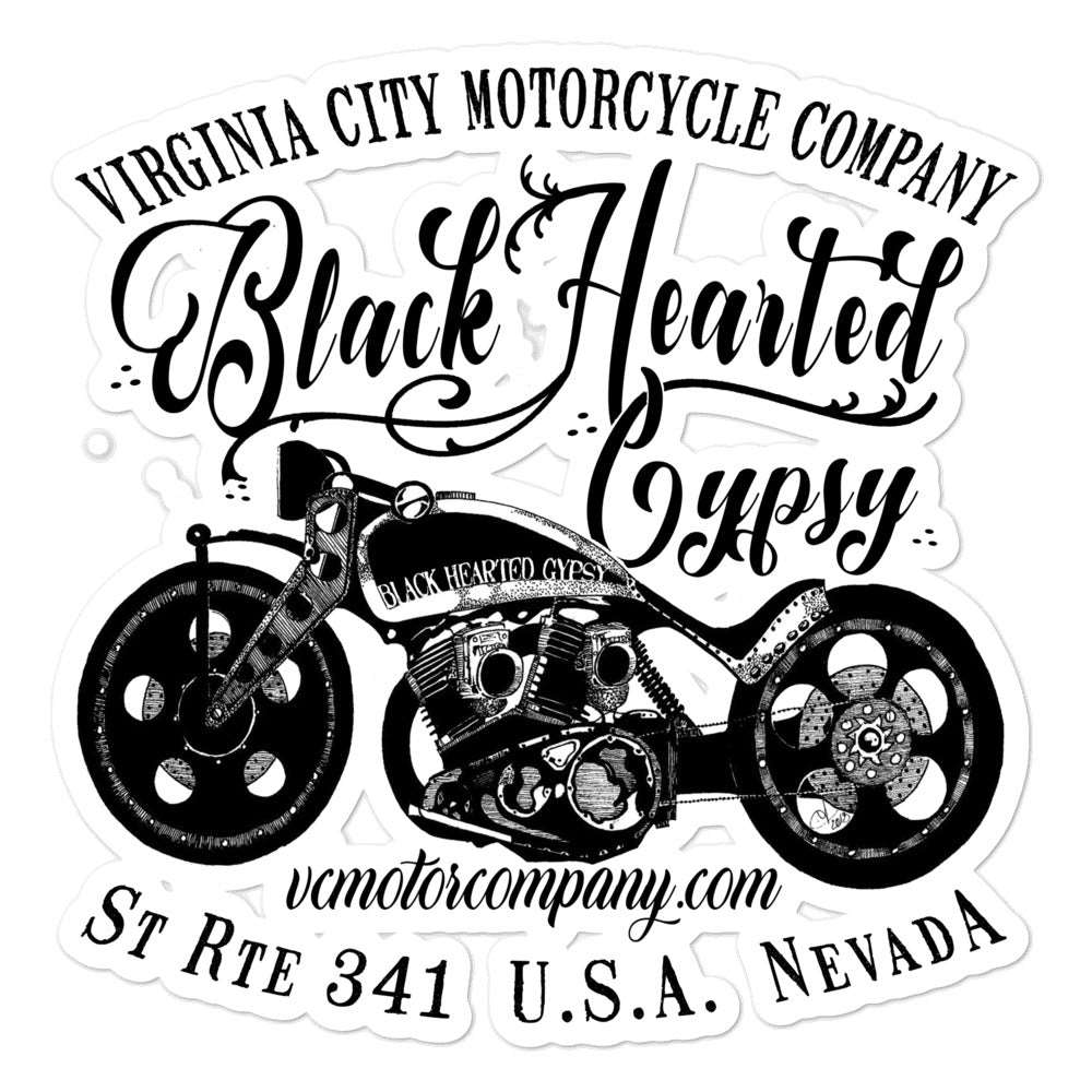 Black Hearted Gypsy sticker Stickers Virginia City Motorcycle Company Apparel 