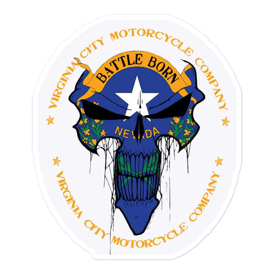 Battle Born Skull Sticker Stickers Virginia City Motorcycle Company Apparel 