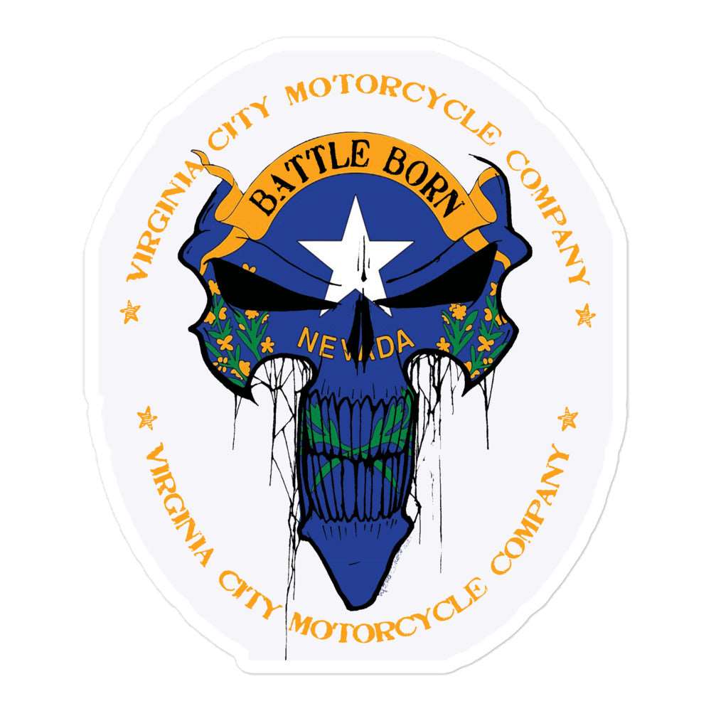 Battle Born Skull Sticker Stickers Virginia City Motorcycle Company Apparel 