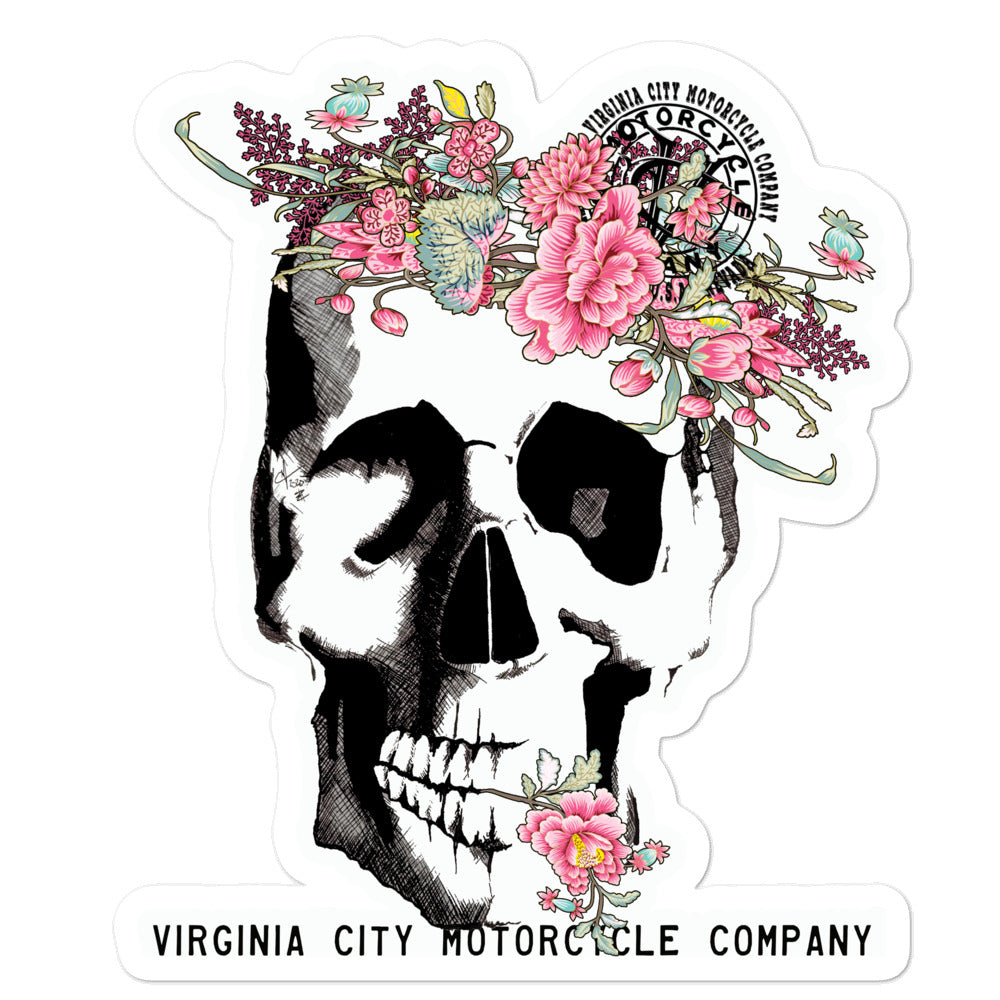 Skull + Flower - Sticker Stickers Virginia City Motorcycle Company Apparel 