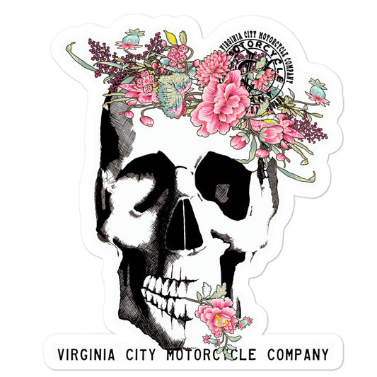 Skull + Flower - Sticker Stickers Virginia City Motorcycle Company Apparel 