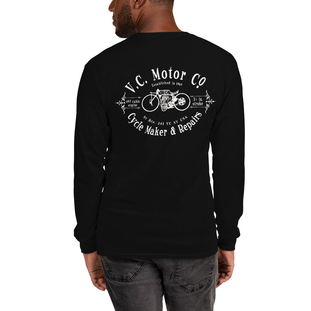 Vintage Cycle Maker Logo Men’s Long Sleeve Shirt Men's Long Sleeve Virginia City Motorcycle Company Apparel 